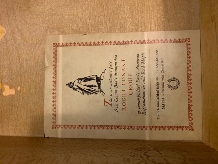 The label on Conant Ball furniture.