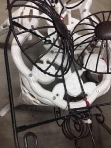 Bug Sculpture - round black wire baskets attached