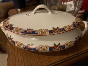 A covered serving dish by Homer Laughlin.