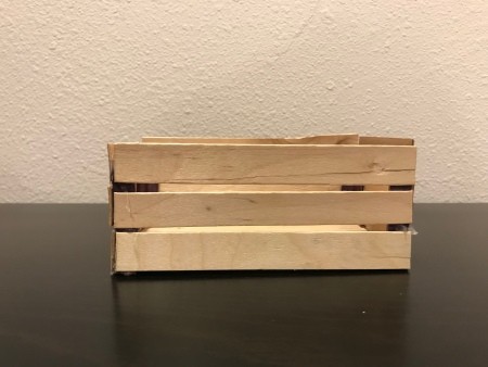 Craft Stick Crate Gift Basket - larger sticks glued on the sides