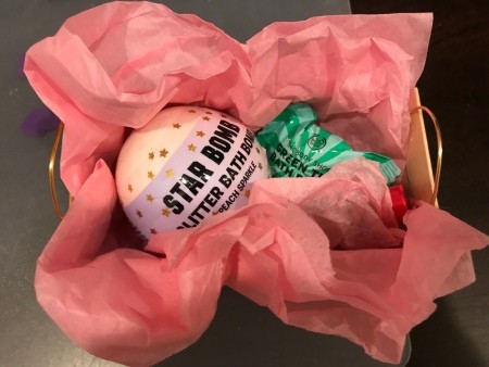 Craft Stick Crate Gift Basket - add tissue paper and small gifts