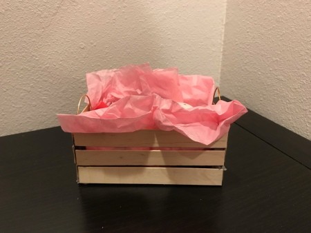 Craft Stick Crate Gift Basket - another view from one side