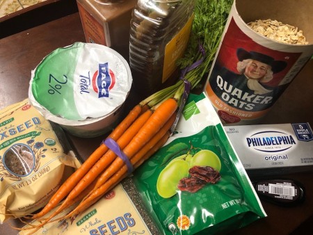 The ingredients for carrot cake overnight oats.