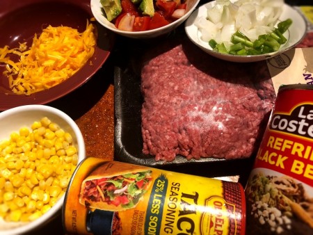 Ingredients for Super Stuffed Beef Burrito