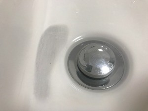 Removing a Grey Mark in My Bathroom Sink? - grey stain near sink drain