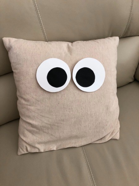 Mummy Decorative Pillow - eyes taped to the pillow