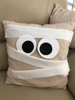 Mummy Decorative Pillow - toilet paper mummy wrapping added