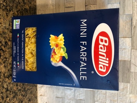 A box of mini farfalle.