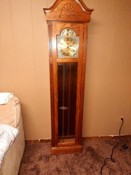 Value of a 1986 Ridgeway Grandfather Clock? - light wood grandfather clock