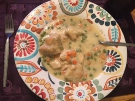 A plate of crockpot chicken pot pie.
