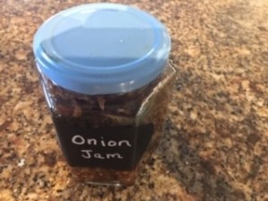 A bottle of onion jam.