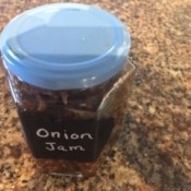 A bottle of onion jam.