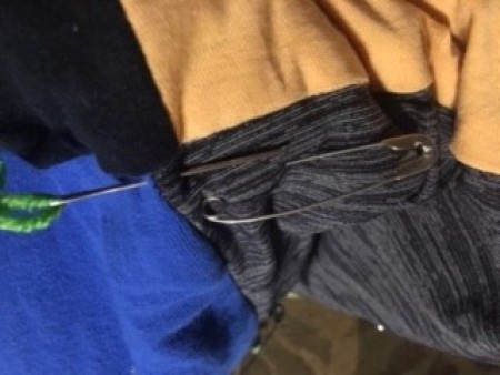 Tied T-Shirt Memory Quilt - using yarn to make square knots in the corners