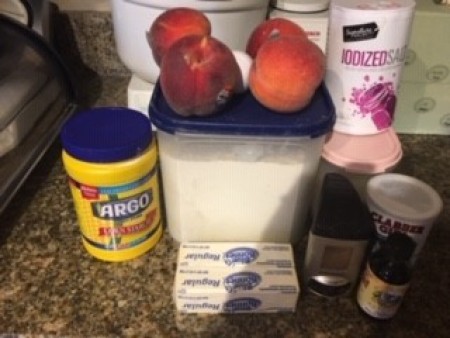 Ingredients for peach bars.