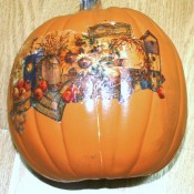 Pumpkinscape - decoupaged pumpkin