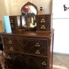 Value of 1934 Bassett Bedroom Set?- dresser with small mirror between two sets of small drawers on the top