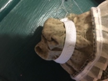 Topsy Turvy Cinderella Doll - closeup of elastic in sleeve