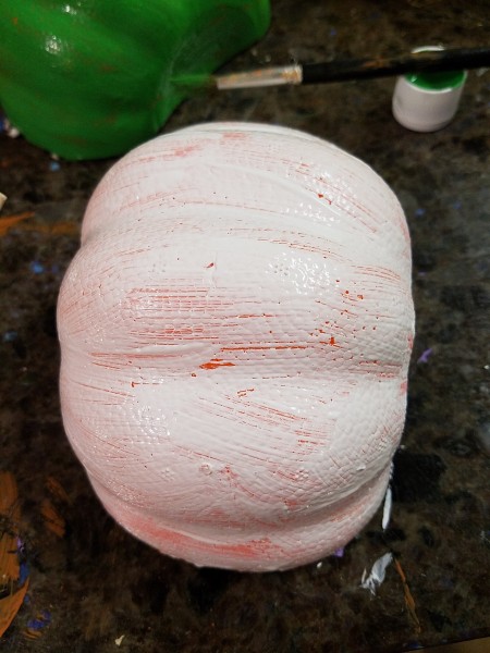Non-Traditional Foam Pumpkin Halves - the white one needed 4 extra coats of paint