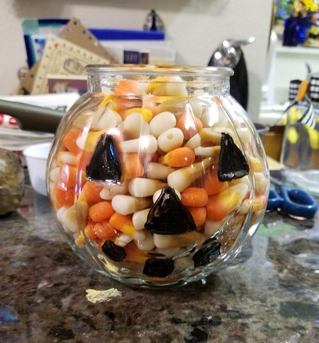 Jack O' Lantern Candy Dish - eyes, nose, and mouth painted black