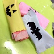 Trick or Treat Candy Surprise Paper Wraps  - 3 wraps, one monster face, a bat, and perhaps a Frankenstein monster