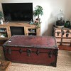 A red-brown vintage wardrobe trunk