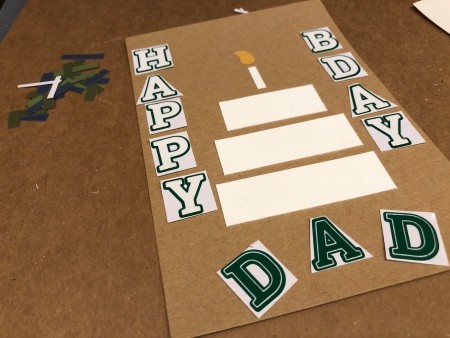 Sticker Scrap Happy Birthday Card - position the stickers and cut out the confetti