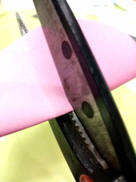 Birthday Cake Gift Box - making a cut in the center of the larger pink circle