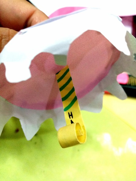 Birthday Cake Gift Box - insert the candle through the center cut from the under side of the top