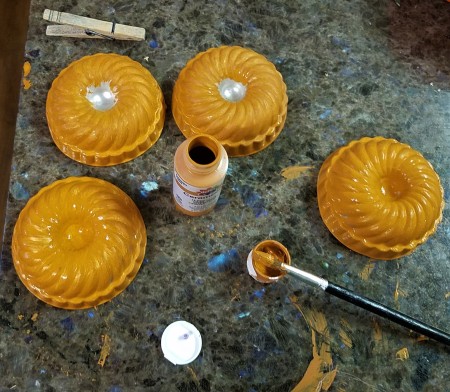 Mini Baking Tin Pumpkins - painting mini tins