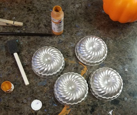 Mini Baking Tin Pumpkins - tins ready to paint