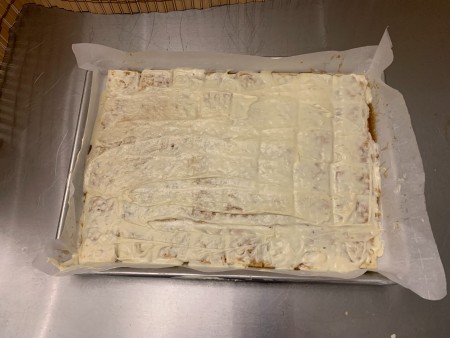 Halloween Saltine Toffee - white chocolate spread over the crackers