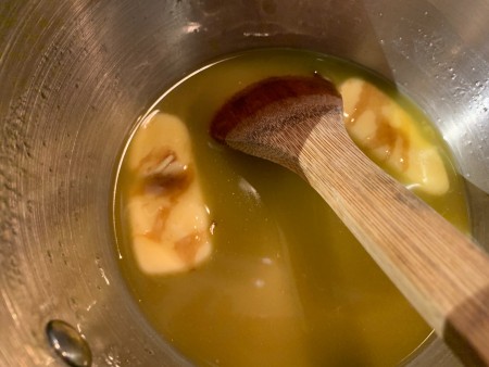 Halloween Saltine Toffee - simmer brown sugar and butter for 5 minutes