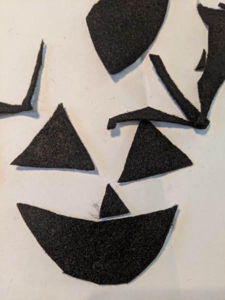 Halloween Pumpkin Planter - beginning to cut out the felt pieces