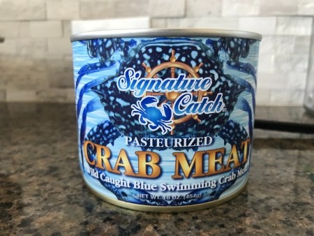 A can of crab meat.