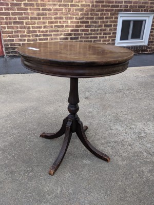 A round wooden table.