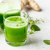 Glasses of green juice.