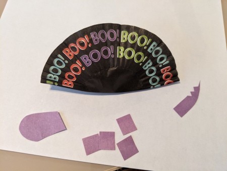 Dino Halloween Banner - liner with purple paper parts ready to glue on