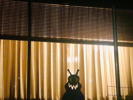 Cardboard Window Monster - close drapes and turn on light for best results