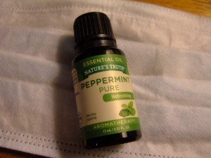 A bottle of peppermint oil.