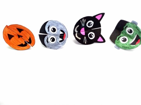 Paper Monster Rings - four assembled rings