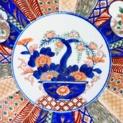 A brightly colored piece of Japanese porcelain.