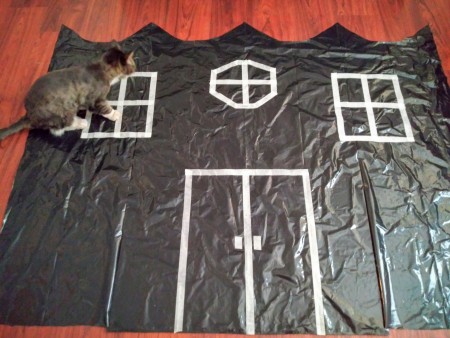 Big Garbage Bag Hanging Haunted House - windows added