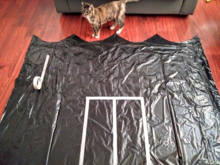 Big Garbage Bag Hanging Haunted House - door made