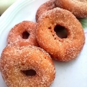 A plate of cinnamon sugar doughnuts.