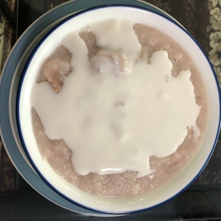 A dish of sweet taro pudding.