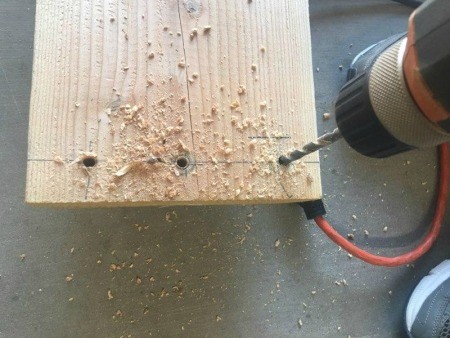 Garden Bed from Recyled Bed Frame - drilling the 2/8s before together