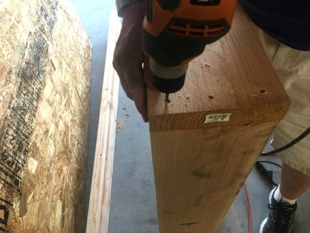 Garden Bed from Recyled Bed Frame  - screwing together