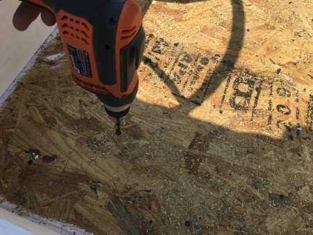 Garden Bed from Recyled Bed Frame  - drilling drainage holes