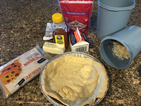 Ingredients for triple nut tart.