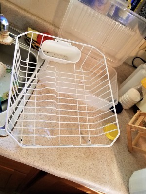 A dish drainer with no bottom tray.